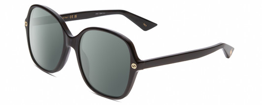 Profile View of Gucci GG0092S Designer Polarized Sunglasses with Custom Cut Smoke Grey Lenses in Black Ladies Oversized Full Rim Acetate 55 mm