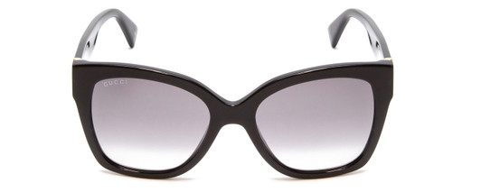 Front View of Gucci GG0459S Women's Cateye Designer Sunglasses Gloss Black/Gray Gradient  54mm