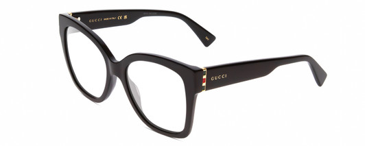 Profile View of Gucci GG0459S Designer Reading Eye Glasses in Gloss Black Ladies Cateye Full Rim Acetate 54 mm