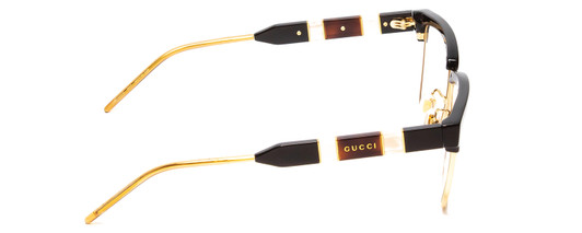 Side View of Gucci GG0603 Unisex Cateye Semi-Rimless Designer Reading Glasses Black/Gold 56mm