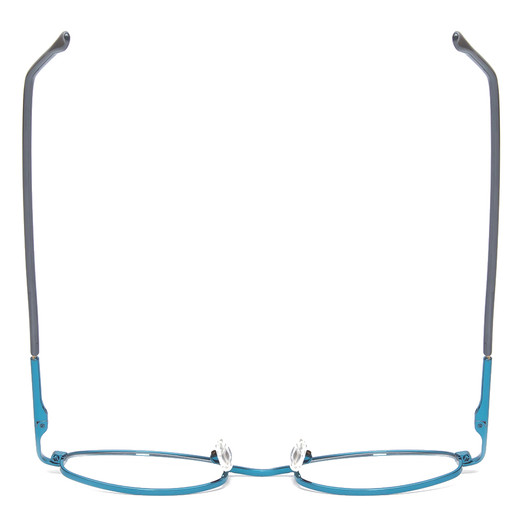 Top View of Flex Plus Collection KIDS 102 Designer Reading Eye Glasses with Custom Cut Powered Lenses in Electric Satin Blue Unisex Oval Full Rim Metal 46 mm