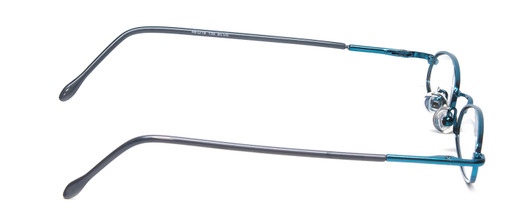 Side View of Flex Plus Collection KIDS 102 Designer Blue Light Blocking Eyeglasses in Electric Satin Blue Unisex Oval Full Rim Metal 46 mm