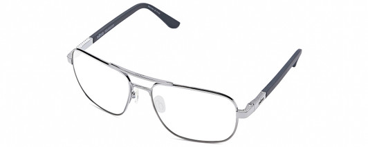 Profile View of REVO Freeman Designer Reading Eye Glasses in Chrome Silver Unisex Aviator Full Rim Metal 58 mm