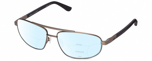Profile View of REVO Nash Designer Progressive Lens Blue Light Blocking Eyeglasses in Gunmetal Silver Unisex Oval Full Rim Metal 61 mm