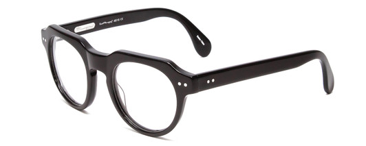 Profile View of Ernest Hemingway H4816 Designer Reading Eye Glasses with Custom Cut Powered Lenses in Shiny Black Unisex Round Full Rim Acetate 48 mm