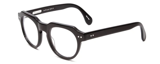 Profile View of Ernest Hemingway H4816 Designer Progressive Lens Prescription Rx Eyeglasses in Shiny Black Unisex Round Full Rim Acetate 48 mm