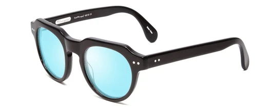 Profile View of Ernest Hemingway H4816 Designer Blue Light Blocking Eyeglasses in Shiny Black Unisex Round Full Rim Acetate 48 mm