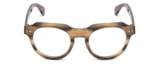 Front View of Ernest Hemingway H4816 Unisex Geometric Reading Glasses Olive Green & Brown 48mm