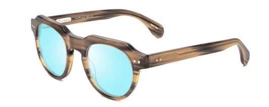 Profile View of Ernest Hemingway H4816 Designer Blue Light Blocking Eyeglasses in Olive Green Brown Striped Marble Unisex Round Full Rim Acetate 48 mm