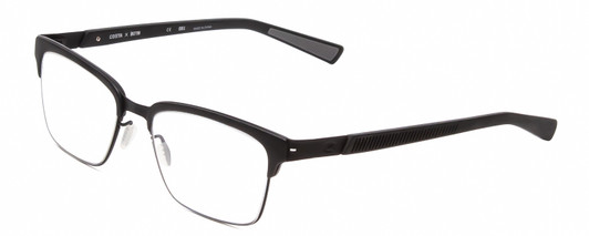 Profile View of Costa Del Mar 3012-01 Designer Progressive Lens Blue Light Blocking Eyeglasses in Matte Black Grey Unisex Square Full Rim Stainless Steel 52 mm