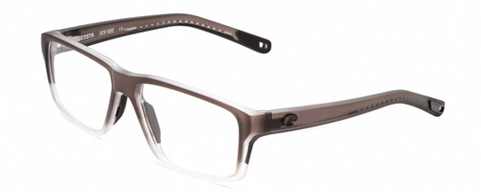 Profile View of Costa Del Mar 8014-03 Designer Progressive Lens Blue Light Blocking Eyeglasses in Matte Grey Clear Crystal Unisex Rectangular Full Rim Acetate 57 mm