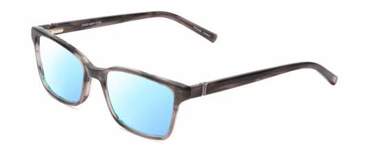 Profile View of Jones New York J227 Designer Blue Light Blocking Eyeglasses in Grey Marble Horn Ladies Square Full Rim Acetate 48 mm