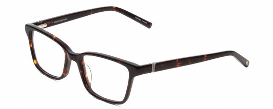 Profile View of Jones New York J227 Designer Single Vision Prescription Rx Eyeglasses in Tortoise Havana Brown Gold Ladies Square Full Rim Acetate 48 mm