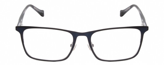Front View of Lucky Brand D308 Unisex Square Reading Glasses Navy Blue & Grey Marble Horn 54mm