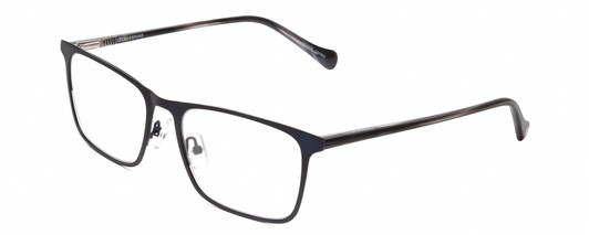 Profile View of Lucky Brand D308 Designer Progressive Lens Prescription Rx Eyeglasses in Navy Blue Grey Marble Horn Unisex Square Full Rim Metal 54 mm