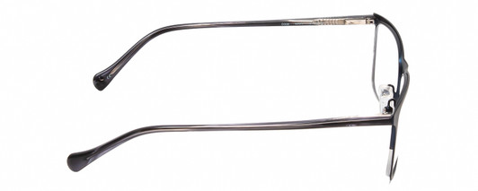 Side View of Lucky Brand D308 Designer Progressive Lens Prescription Rx Eyeglasses in Navy Blue Grey Marble Horn Unisex Square Full Rim Metal 54 mm