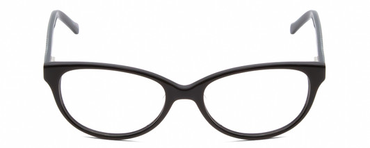 Front View of Lucky Brand D701 Designer Bi-Focal Prescription Rx Eyeglasses in Gloss Black Ladies Oval Full Rim Acetate 49 mm