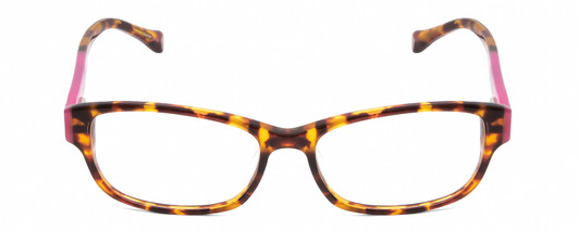 Front View of Lucky Brand Lunada Designer Bi-Focal Prescription Rx Eyeglasses in Havana Tokyo Tortoise Brown Gold Pink Ladies Cat Eye Full Rim Acetate 53 mm