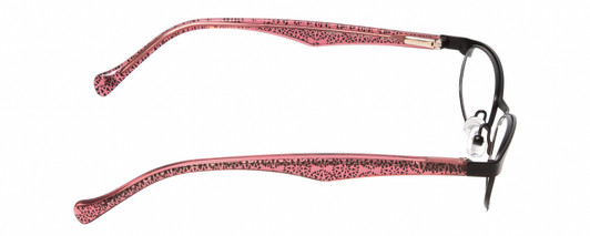 Side View of Lucky Brand Peppy KIDS Girl's Reading Glasses Black Snowflake Crystal Pink 46 mm