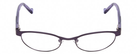 Front View of Lucky Brand Tickle Designer Single Vision Prescription Rx Eyeglasses in Satin Black Blue Leaf Ladies Oval Semi-Rimless Metal 49 mm