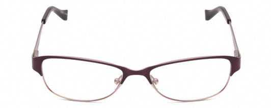 Front View of Lucky Brand Tickle Women's Oval Designer Reading Glasses Purple Blush Leaf 49 mm