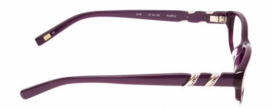 Side View of Jones New York J218 KIDS Girl's Oval Reading Glasses Purple Silver Crystal 47 mm