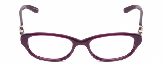Front View of Jones New York J218 KIDS Designer Single Vision Prescription Rx Eyeglasses in Purple Silver Crystal Ladies Oval Full Rim Acetate 47 mm