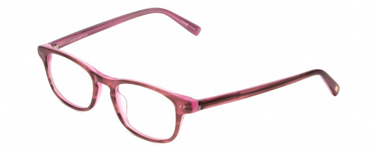 Profile View of Jones New York J222 KIDS Designer Blue Light Blocking Eyeglasses in Pink Crystal Marble Ladies Oval Full Rim Acetate 46 mm