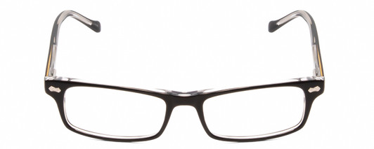 Front View of Lucky Brand Jacob KIDS Designer Single Vision Prescription Rx Eyeglasses in Black Layer Crystal Unisex Rectangular Full Rim Acetate 47 mm