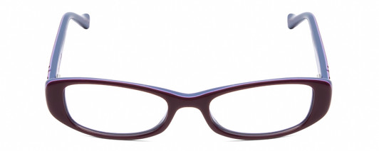Front View of Lucky Brand Spark Plug KIDS Designer Reading Eye Glasses with Custom Cut Powered Lenses in Purple Lavender Mauve Triple Layer Crystal Ladies Cat Eye Full Rim Acetate 46 mm