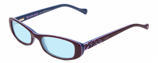 Profile View of Lucky Brand Spark Plug KIDS Designer Blue Light Blocking Eyeglasses in Purple Lavender Mauve Triple Layer Crystal Ladies Cat Eye Full Rim Acetate 46 mm