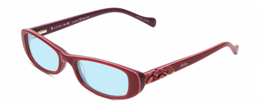 Profile View of Lucky Brand Spark Plug KIDS Designer Blue Light Blocking Eyeglasses in Red Pink Purple Triple Layer Crystal Ladies Cat Eye Full Rim Acetate 46 mm