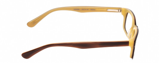 Side View of Lucky Brand Wonder KIDS Designer Single Vision Prescription Rx Eyeglasses in Brown Ivory White Layer Crystal Unisex Square Full Rim Acetate 46 mm