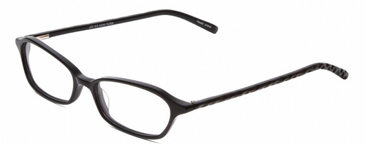 Profile View of Jones New York J220 Designer Blue Light Blocking Eyeglasses in Black Ladies Cat Eye Full Rim Acetate 49 mm