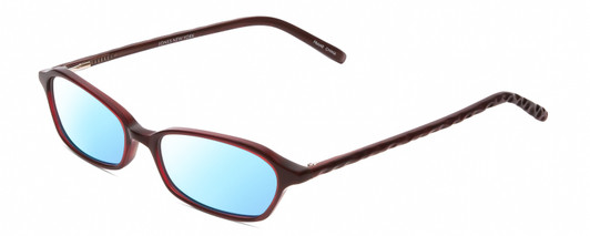 Profile View of Jones New York J220 Designer Blue Light Blocking Eyeglasses in Burgundy Red Ladies Cat Eye Full Rim Acetate 49 mm