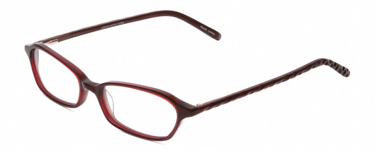 Profile View of Jones New York J220 Designer Blue Light Blocking Eyeglasses in Burgundy Red Ladies Cat Eye Full Rim Acetate 49 mm