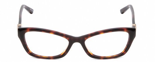 Front View of Jones New York J226 Designer Reading Eye Glasses with Custom Cut Powered Lenses in Tortoise Havana Brown Gold Unisex Cat Eye Full Rim Acetate 50 mm