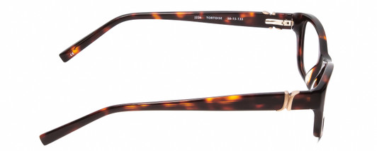 Side View of Jones New York J226 Designer Reading Eye Glasses with Custom Cut Powered Lenses in Tortoise Havana Brown Gold Unisex Cat Eye Full Rim Acetate 50 mm