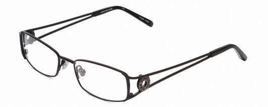 Profile View of Jones NewYork J462 Unisex Rectangle Full Rim Designer Reading Glasses Black 50mm