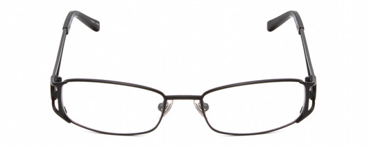 Front View of Jones New York J462 Designer Single Vision Prescription Rx Eyeglasses in Black Unisex Rectangular Full Rim Metal 50 mm