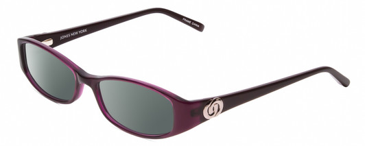 Profile View of Jones New York J747 Designer Polarized Sunglasses with Custom Cut Smoke Grey Lenses in Purple Marble Crystal Silver Loop Ladies Rectangular Full Rim Acetate 53 mm
