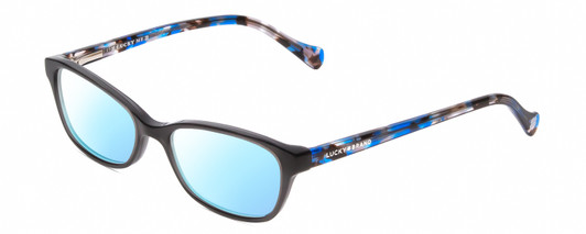 Profile View of Lucky Brand D706 Designer Blue Light Blocking Eyeglasses in Grey Blue Crystal Marble Tortoise Unisex Oval Full Rim Acetate 49 mm