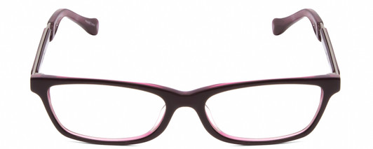 Front View of Lucky Brand High Noon Designer Reading Eye Glasses with Custom Cut Powered Lenses in Purple Layer Crystal Ladies Cat Eye Full Rim Acetate 53 mm