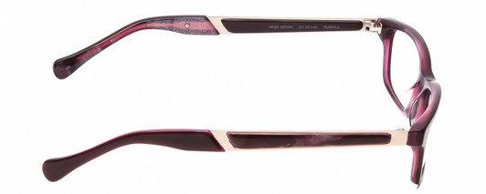 Side View of Lucky Brand High Noon Designer Reading Eye Glasses with Custom Cut Powered Lenses in Purple Layer Crystal Ladies Cat Eye Full Rim Acetate 53 mm