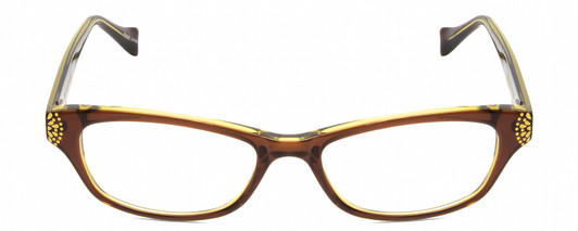 Front View of Lucky Brand Swirl Womens Cateye Reading Glasses Brown Yellow Layer Crystal 53 mm