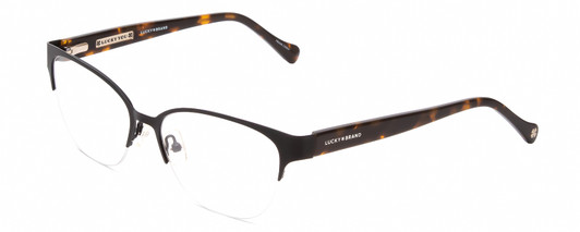 Profile View of Lucky Brand D104 Unisex Oval Designer Reading Glasses Black & Tortoise Tips 54mm