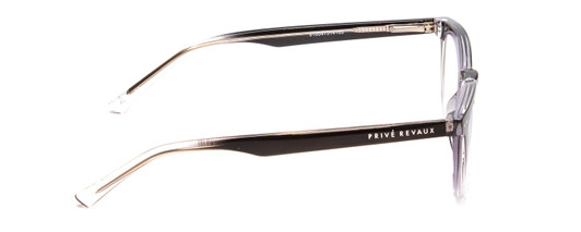 Side View of Prive Revaux Show Off Single Designer Progressive Lens Prescription Rx Eyeglasses in Black Ombre Clear Crystal Ladies Round Full Rim Acetate 48 mm