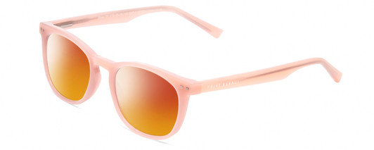 Profile View of Prive Revaux Show Off Single Designer Polarized Sunglasses with Custom Cut Red Mirror Lenses in Crystal Amethyst Pink Ladies Round Full Rim Acetate 48 mm