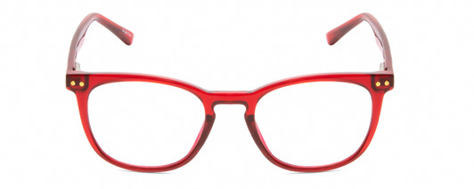 Front View of Prive Revaux Show Off Single Designer Progressive Lens Prescription Rx Eyeglasses in Red Crystal Ladies Round Full Rim Acetate 48 mm