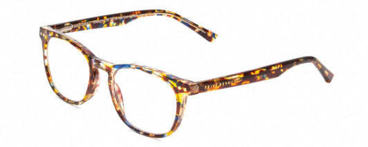 Profile View of Prive Revaux Show Off Single Designer Progressive Lens Blue Light Blocking Eyeglasses in Multi Tortoise Havana Crystal Ladies Round Full Rim Acetate 48 mm